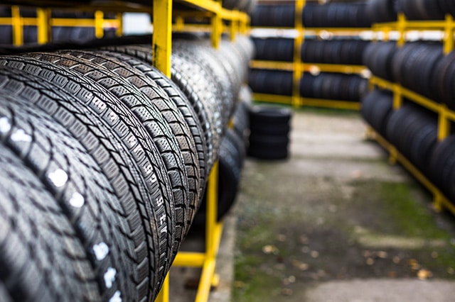 Tires on rack