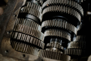 A close-up of auto mechanical transmission gears