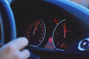 A dashboard with lights signaling different things.